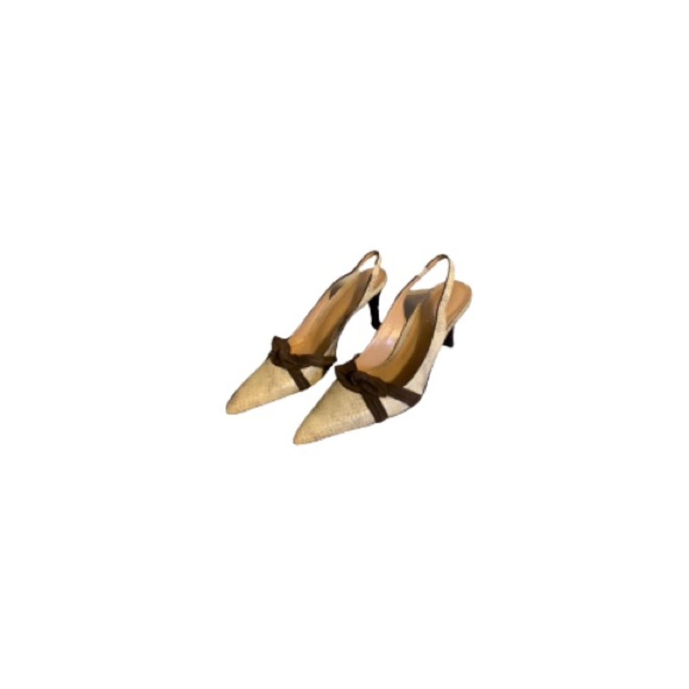 Franco Sarto “Solo” Cream Leather and Brown Suede Sling Backs - Women’s Size 8